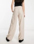 Фото #4 товара Bershka high waisted wide leg linen trousers in sand