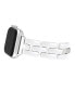 Фото #2 товара Women's Silver-Tone and White Enamel 3-Row Bracelet Compatible with 38/40/41mm Apple Watch