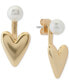 ფოტო #3 პროდუქტის Gold-Tone Imitation Pearl & Puffy Heart Jacket Earrings