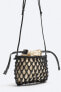 Leather macramé crossbody bag