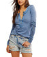 ფოტო #1 პროდუქტის Women's Our Song Cotton Henley Crochet-Cuff Top