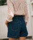 Women's Belted Paperbag Waist Denim Shorts Синий, Small - фото #3