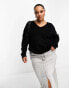 Фото #1 товара ONLY Curve v neck jumper in black