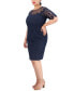 Plus Size Illusion Lace Sheath Dress Синий, 14W - фото #3