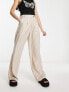 Фото #1 товара Bershka high waisted wide leg linen trousers in sand