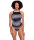 Lauren Ralph Lauren Women Underwire Striped One-Piece Swimsuit, 10 Black/White