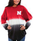 ფოტო #1 პროდუქტის Women's Scarlet Nebraska Huskers Ombre Long Sleeve Dip-Dyed T-shirt