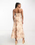 Фото #2 товара Forever New Petite cut out maxi dress in brown floral satin