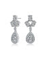 Фото #1 товара Sterling Silver with White Gold Plated Clear Pear with Oval and Round Cubic Zirconia Accent Drop Earrings