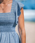 ფოტო #3 პროდუქტის Women's Pinstriped Smocked Maxi Beach Dress