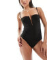 Фото #1 товара & Other Stories deep v swimsuit in black