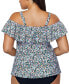 Trendy Plus Size Tortuga Ruffled Off-The-Shoulder Tankini Top