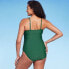 Фото #3 товара Women's Tie-Front Ruched Full Coverage One Piece Swimsuit - Kona Sol Green L
