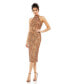 ფოტო #1 პროდუქტის Women's Lattice Sequined Halter Midi Dress