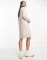 Фото #2 товара JDY puff sleeve knitted mini jumper dress in stone