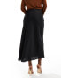 Vila satin maxi skirt in black