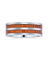 ფოტო #4 პროდუქტის Double Row Wide Stripe Brown Koa Wood Style Inlay Titanium Wedding Band Rings For Men For Women Silver Tone Comfort Fit 8MM