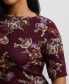 ფოტო #3 პროდუქტის Plus Size Floral Boat-Neck Tee