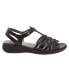 Softwalk Taft S1711-001 Womens Black Leather Strap Sandals Shoes 6