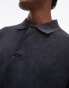 Topman oversized fit sweat polo in washed black