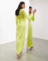 ASOS EDITION embroidered lace panelled long sleeve column maxi dress in lime Зеленый, 34 - фото #4