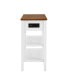 2-tone End Table with USB Charging, White/Walnut