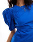 Фото #4 товара Stradivarius puff sleeve mini dress in blue