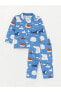Фото #1 товара Polo Yaka Uzun Kollu Baskılı Erkek Bebek Pijama Takımı
