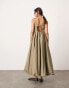 ASOS EDITON cami puff ball maxi dress in khaki