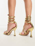 Фото #4 товара ASOS DESIGN Neo ankle coil high heeled sandals in gold