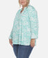 Фото #2 товара Plus Size Pleated Long Sleeve Floral Print Blouse