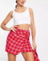 River Island co-ord dogtooth boucle skort in bright pink