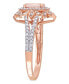 ფოტო #3 პროდუქტის Morganite (3/4 ct. t.w.) and Diamond (1/5 ct. t.w.) Floral Halo Ring in 10k Rose Gold