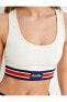 Фото #11 товара Топ спортивный Koton с белыми полосами и деталями U-образного выреза