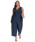 Фото #3 товара Plus Size Sleeveless Sarong-Tie Jumpsuit