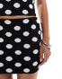 Mango spot print knitted co-ord skirt in black