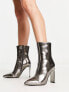 Фото #1 товара Glamorous heeled ankle boots in pewter