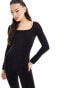 Simmi square neck long sleeve jumpsuit in black