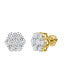 ფოტო #1 პროდუქტის Round Cut Natural Certified Diamond (2.26 cttw) 14k Yellow Gold Earrings Luxe Cluster Design