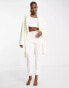 ASOS DESIGN crimped rib faux fur mini robe in cream