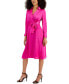 ფოტო #1 პროდუქტის ASL Petite Collared V-Neck Side-Tie Midi Dress