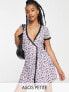 Фото #1 товара ASOS DESIGN Petite mini mesh wrap dress with lace trim in lilac daisy print