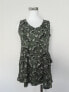 Style & Co Women's Floral Print Peplum V Neck Top Floral Green XS
