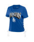 ფოტო #3 პროდუქტის Women's Royal Los Angeles Dodgers Side Lace-Up Cropped T-shirt