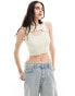 Фото #1 товара ONLY peekaboo knitted crop top in off white