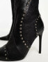 Фото #8 товара Daisy Street wavy studded knee boots in black