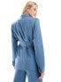 Фото #7 товара Extro & Vert Tall tie front blazer in blue co-ord