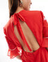 Фото #2 товара Hope & Ivy tiered midi dress with peplum in red with white embroidery