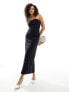 Фото #3 товара 4th & Reckless tailored bandeau maxi dress in navy pinstripe