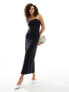 4th & Reckless tailored bandeau maxi dress in navy pinstripe